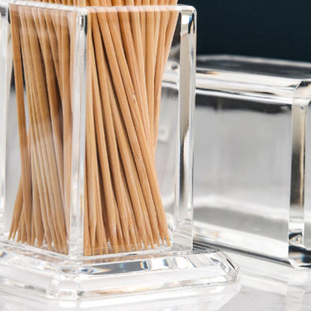 Botella de palillo de dientes acrílico, , limpia, forma cuadrada, no tóxico para almacenamiento de cocina hogareña, caja portátil creativa para palillos de dientes