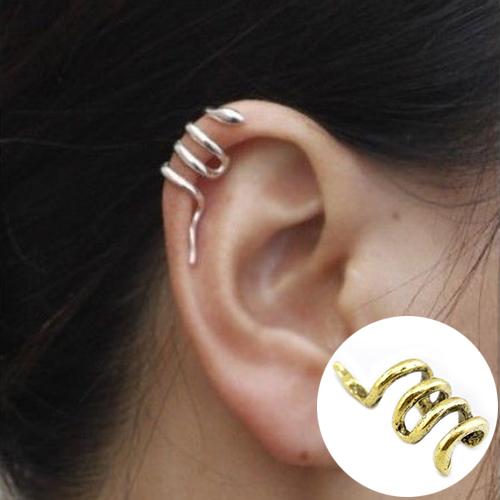 Women Unique Mini Snake Shape Cuff Wrap Ear Clip Punk Earring Jewelry