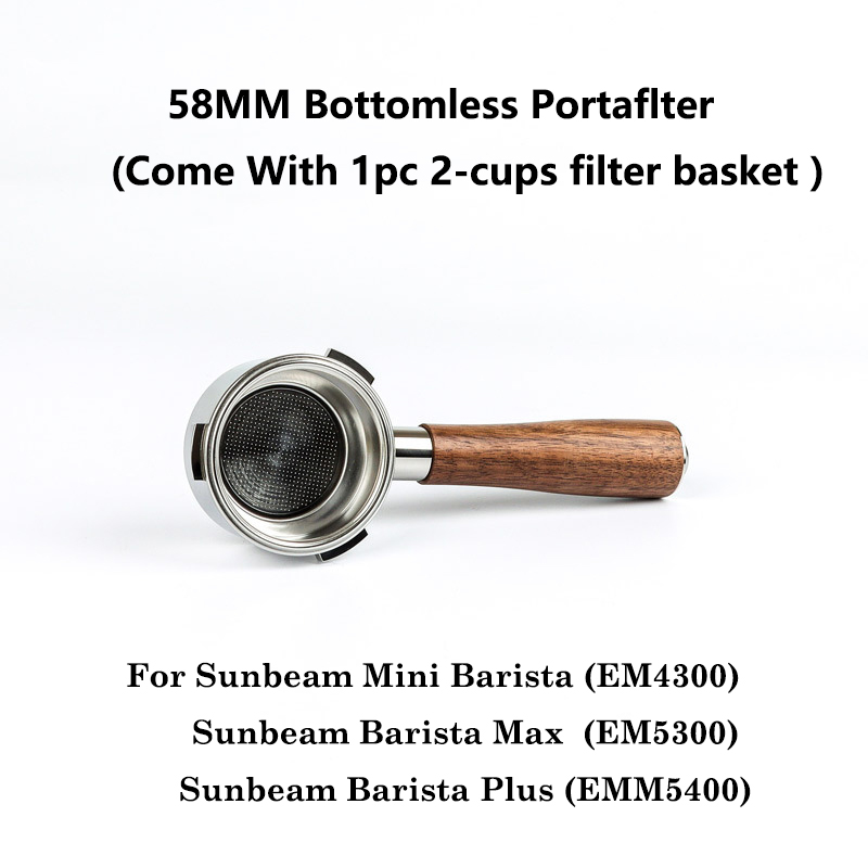 Sunbeam 58mm Bottomless Naked Portafilter 3 ears Filter Holder for Sunbeam Mini Barista/Barista Max/Barista Plus Coffee Machine: Gold