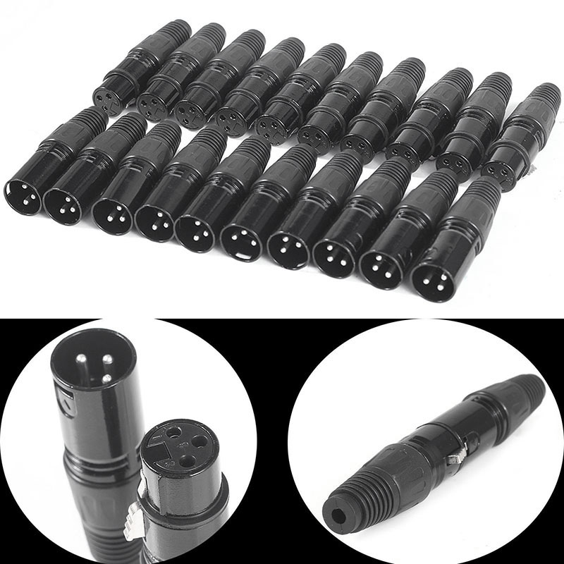 RISE-20Pcs 3Pin Xlr Man-vrouw Microfoon Verlengkabel Microfoon Kabels Plug Audio Socket Mic Audio Connector Adapter