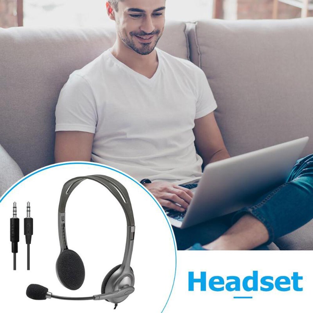 Logitech H111/H110 Wired Hoofdtelefoon Stereo Gaming Headset Met Draaibare Microfoon 3.5Mm Voor Laptop Desktop Tablet Game Werk