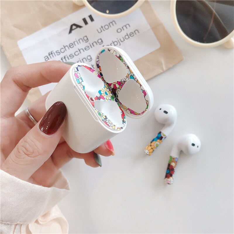 Del fumetto Della Polvere Carino Guard Set per Airpods di Protezione Auricolare Pellicola Della protezione Della Pelle Sticker per Airpods Caricatore Auricolare Scatola a prova di Polvere decalcomanie: 9