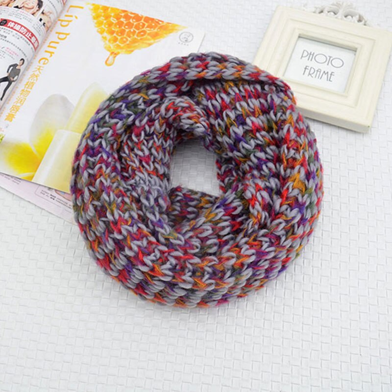 Winter Knitted Snood Scarf Women Warm Infinity Chunky Colorful Soft Circle Ring Scarf Loop Foulard Femme Top: color2