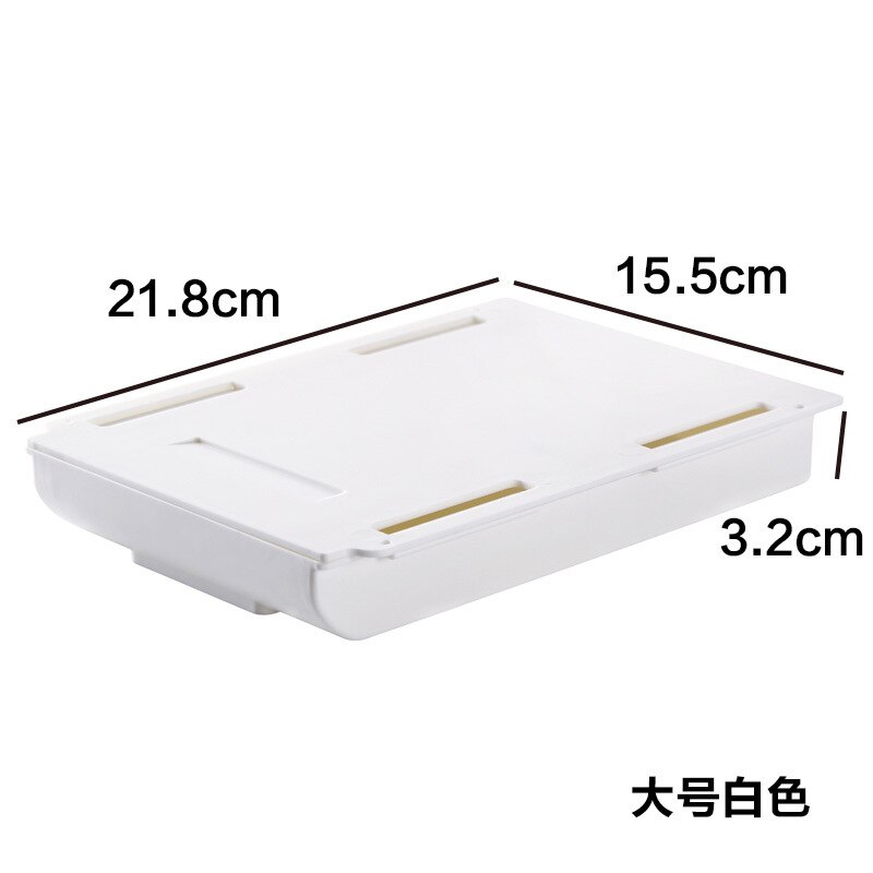 Self Stick Pencil Tray Desk Table Storage Drawer Organizer Box Under Desk Stand Self-adhesive under-drawer storage box: Box - Large White