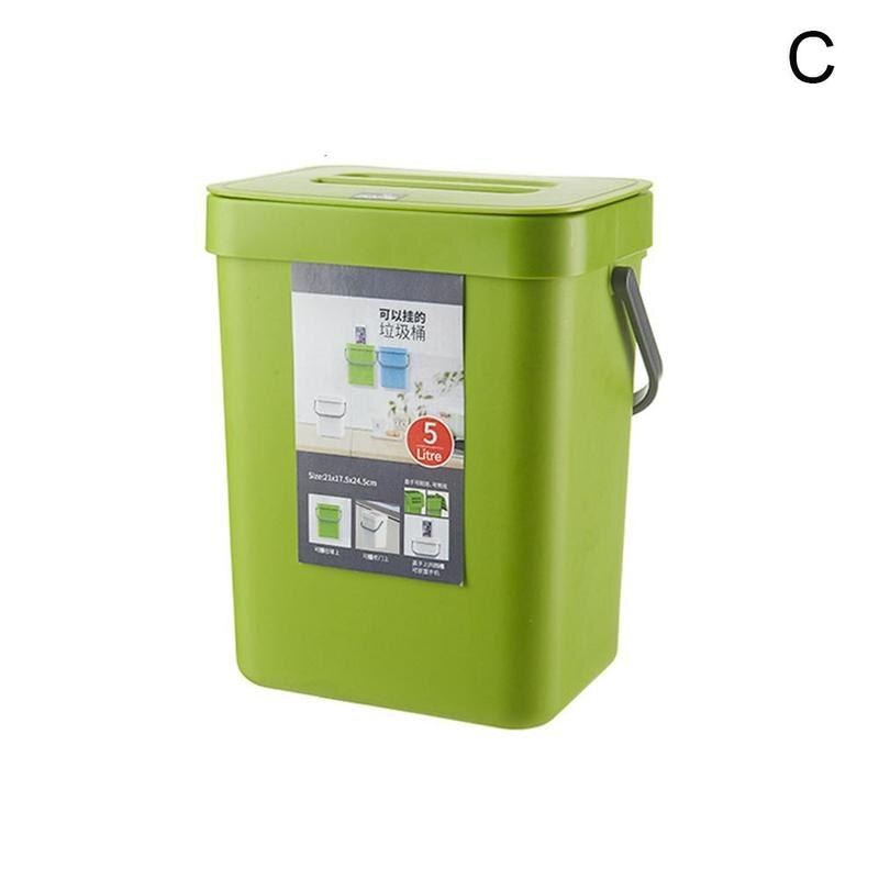 3/5L Wall Mounted Folding Waste Bin Kitchen Cabinet Storage Bin Garbage Door Accessories Can Car Trash Kitchen Trash Hangin O0X2: C