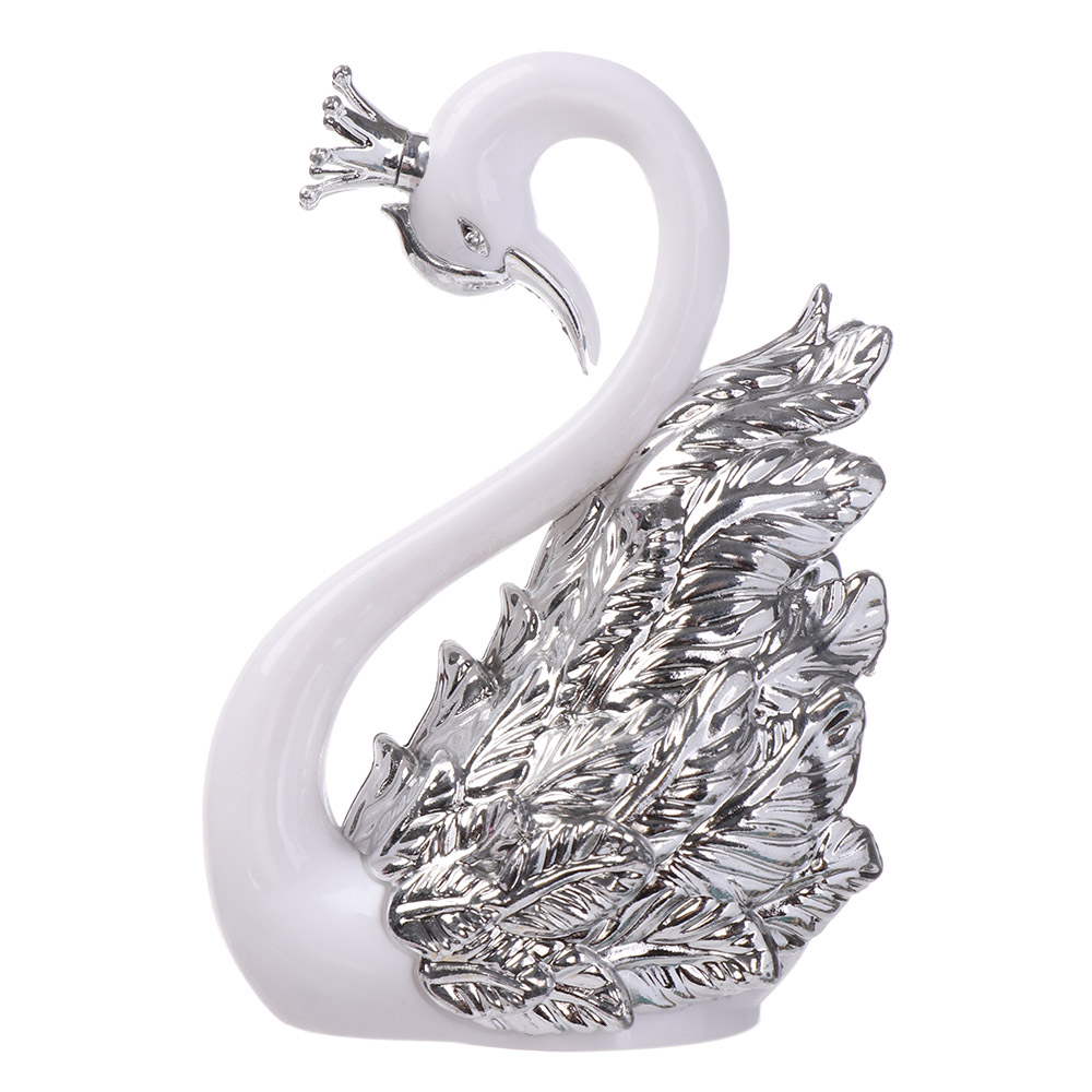 Décoration de gâteau avec plumes de cygne | Or, argent, ornement couronne de cygne, décoration de gâteau joyeux anniversaire forme de cygne, fournitures de gâteau de mariage, fête de la saint-valentin: Silver / With Crown