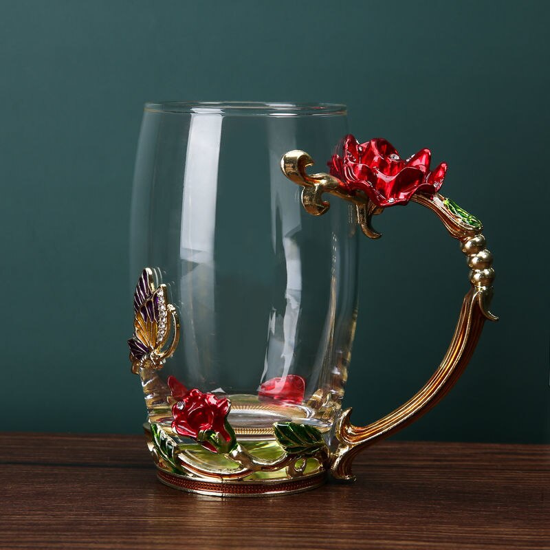 Home water cup heat-resistant glass tea cup coffee cup flower tea cup wine glasses whiskey glass water bottle: B350ml