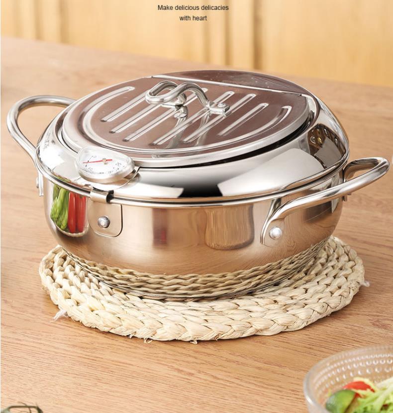 Kitchen Home Cooking Tools Deep Fryer Fried Chicken Temperature Control With Lid