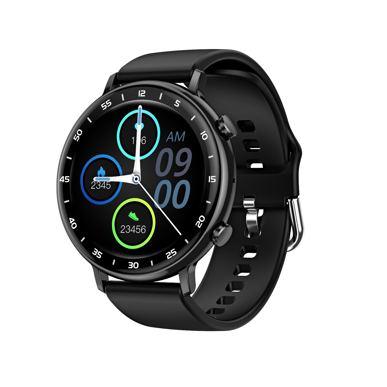 Relógio inteligente bluetooth chamada pagamento notificação de chamada tela cheia toque 1.3 polegadas freqüência cardíaca pressão arterial oxigênio no sangue nfc sono: Preto