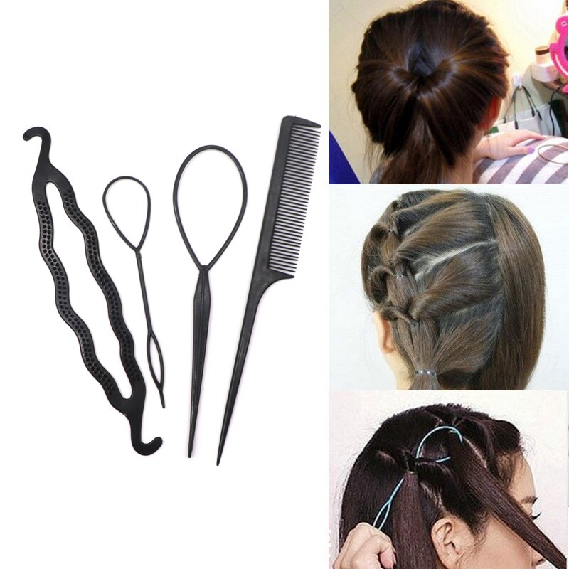 Haar Flechter Pull Haarnadeln Clip Kamm Haarspange für Mädchen Styling Werkzeuge Kit Flechten Donut Haar Brötchen Maker Friseur Zubehör