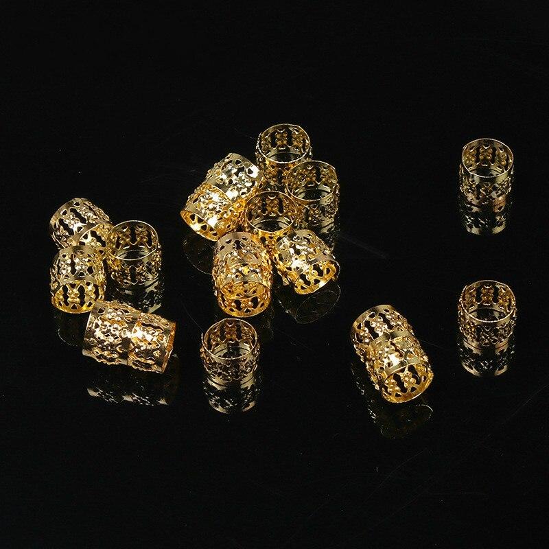 100Pcs/Lot Gold and Silver 8x9mm Micro Hair Dread Braids Wig Lock Tube Beads Adjustable Cuffs Clips for Hair Accessories Tool