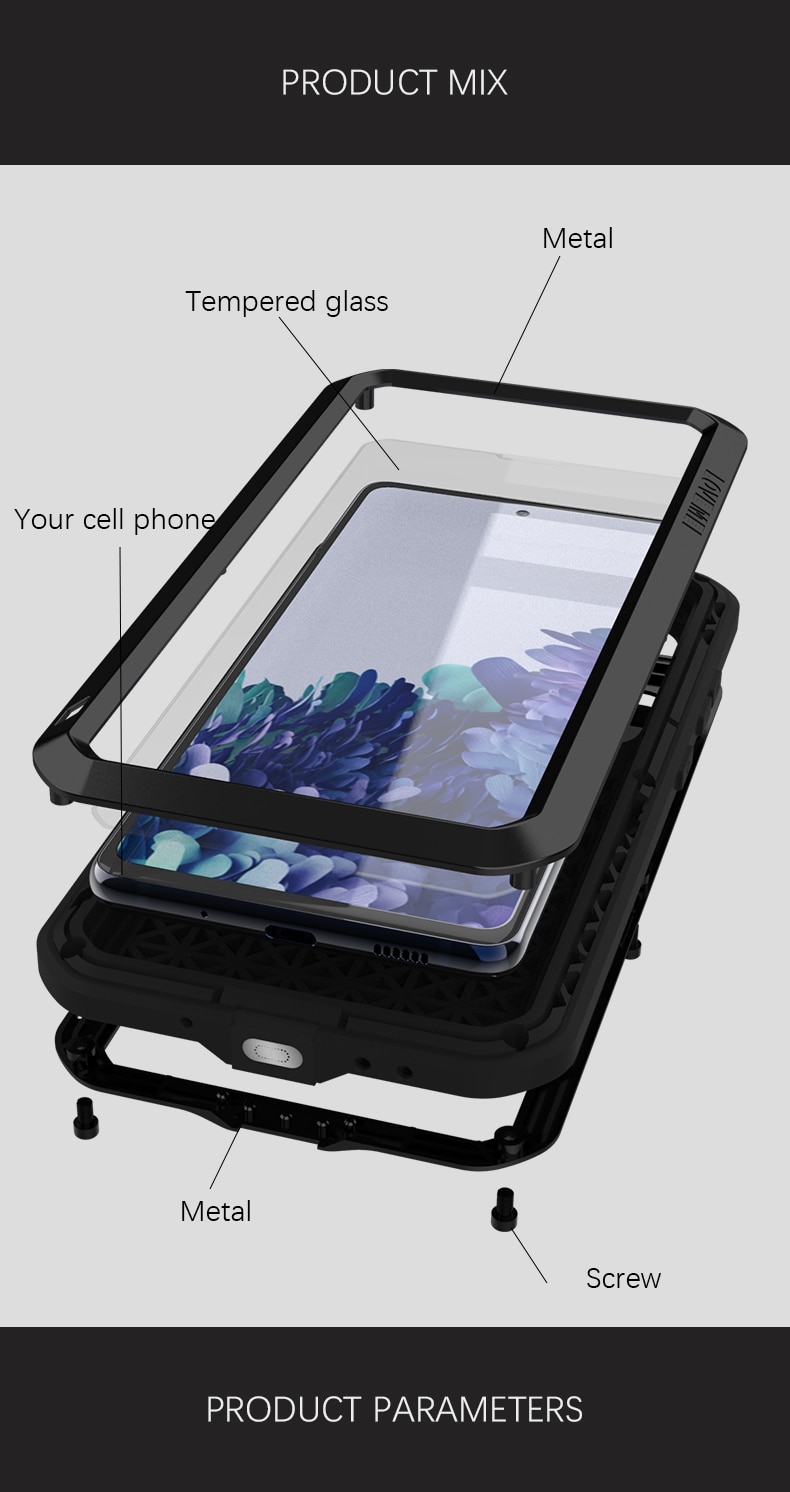 Do Samsung GALAXY S20 Fe Case miłość MEI Shock odporny na zabrudzenia wodoodporny metalowy pancerz pokrywa etui na telefony do Galaxy S20 FE 5G