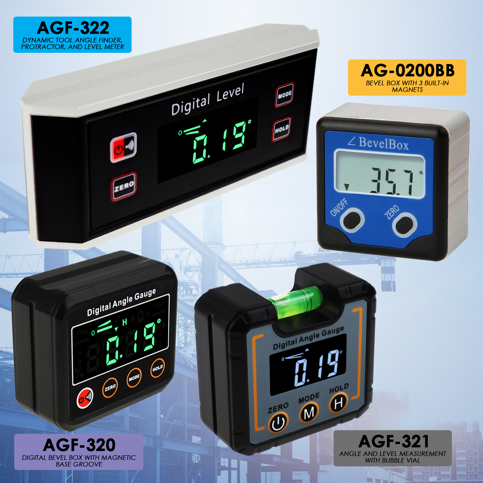 Angle Finder Protractor Inclinometer with 3 Strong Disk Magnet Waterproof Digital Bevel Box Gauge