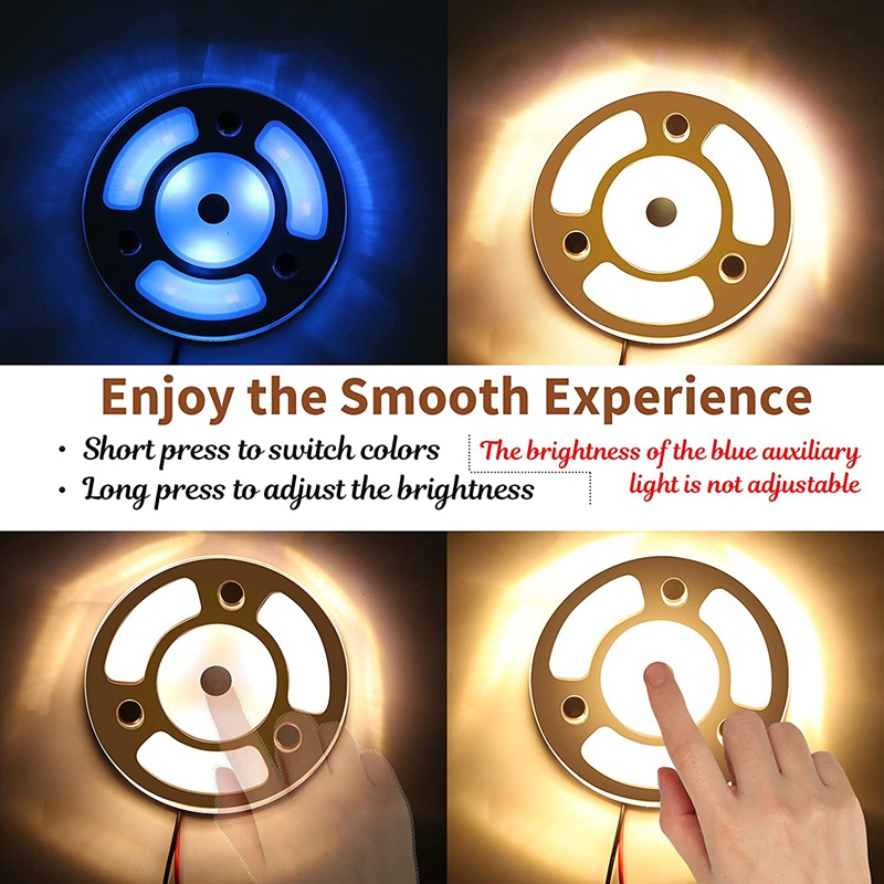 RV LED Dome Lights 12V-24V,Warm White &amp; Blue Dimmable Ceiling Lamp with Contact Switch,for Motorhome Trailer Camper Boat