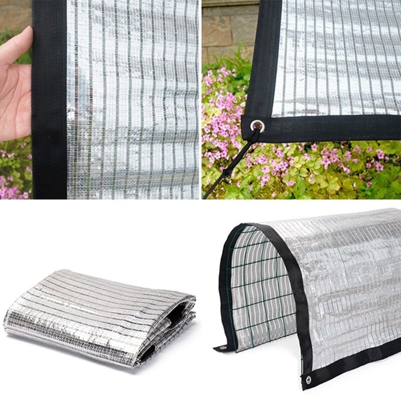 Reflekterende aluminiumsfolie skygge nett drivhus skygge nett skygge seil plante dekke nett 2 x 2m