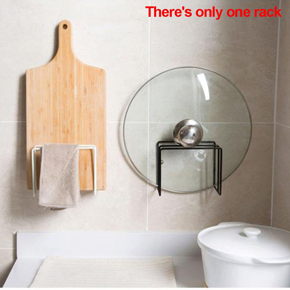 Iron Organizer Storage Stand Holder Chopping Board Shelf Wall Hanging Durable Dual Rack Adhesive Cutting Board Stand Kitchen