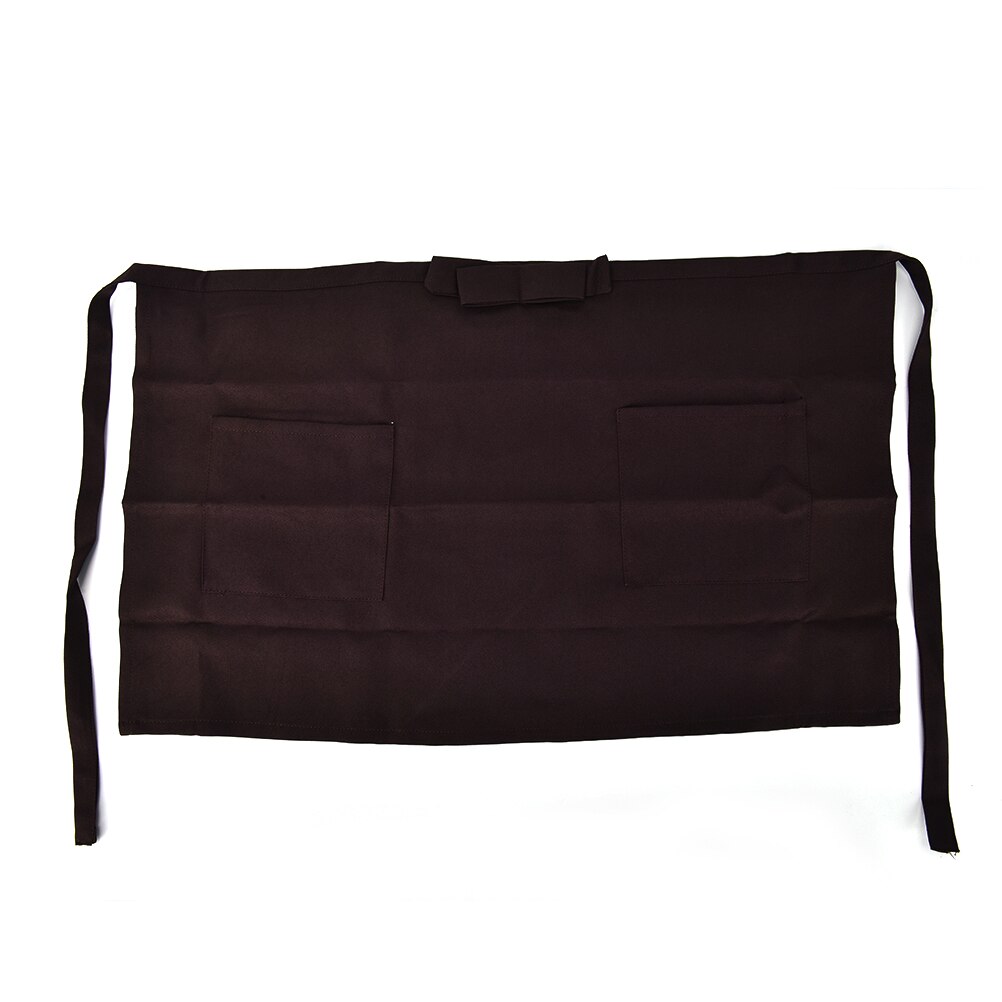 Black Waterproof Half Apron Catering Baking Bar Hotel Waiter Kitchen Home Apron 2 Pocket Ladies Mens Cotton Short Waist Chefs: Coffe