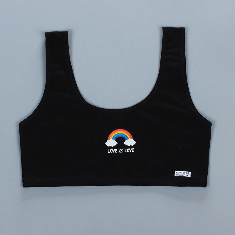 Girls Bra Cotton Tops Sports Bras Without Bones School Students Underwear Teens Crop Top 12 Years Old Clothes For Teenagers: black