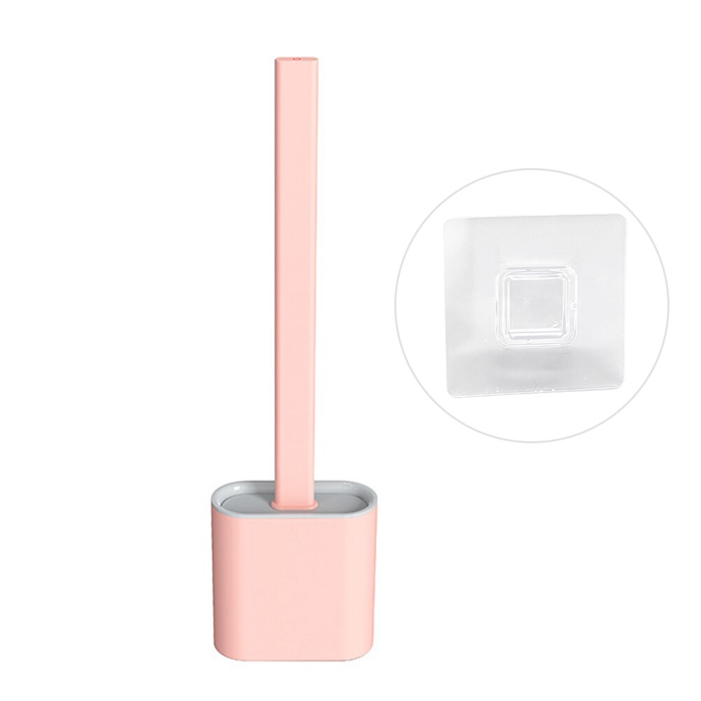 Lange Handvat Geen Dode Hoek Toiletborstel Duurzaam Muur Opknoping Cleaning Zachte Borstel Voor Wc Gadgets: Roze
