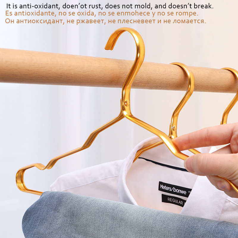 Aluminium Alloy Clothes Hangers 10pcs Coat Hangers Anti-slip Seamless Metal Drying Rack Wardrobe Organizer Clothing Storage Rack