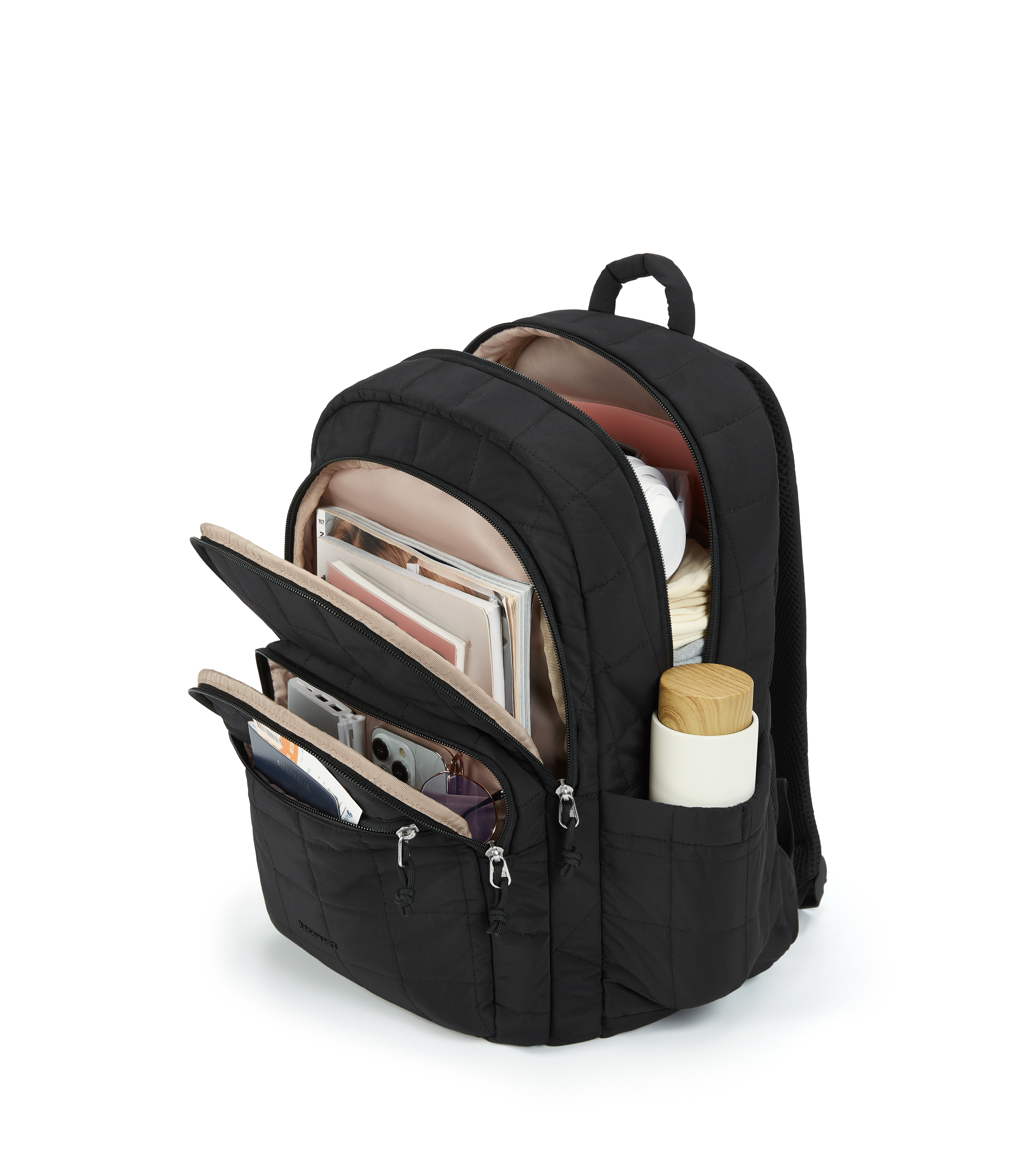 BAGSMART Damen-Rucksack, Schultasche für Mädchen, wasserdicht, großer College-Rucksack, Reiserucksäcke, Damen, Laptop, Büchertasche: Black