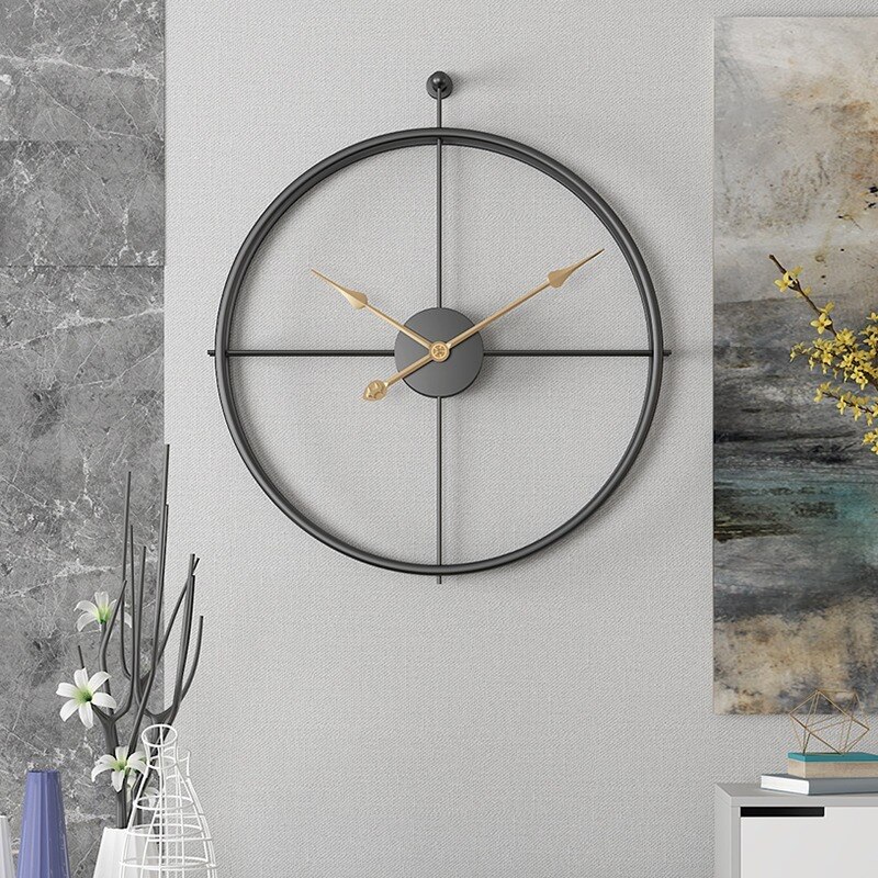 52cm grande relógio de parede metal do vintage design moderno para casa decoração escritório pendurado relógios sala estar clássico breve europeu quente