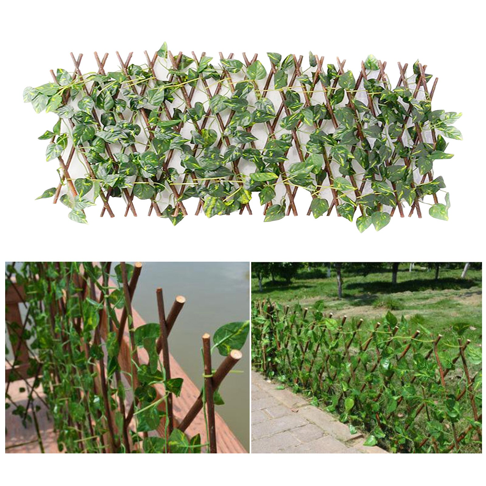 Garden Fence Expandable Faux Ivy Plant for Home Garden Outdoor Balcony Decor