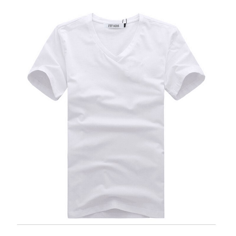 Itfabs camiseta masculina moderna, cor sólida, gola em v, algodão, justa, manga curta, roupas casuais de rua camiseta: WHITE / XXXL