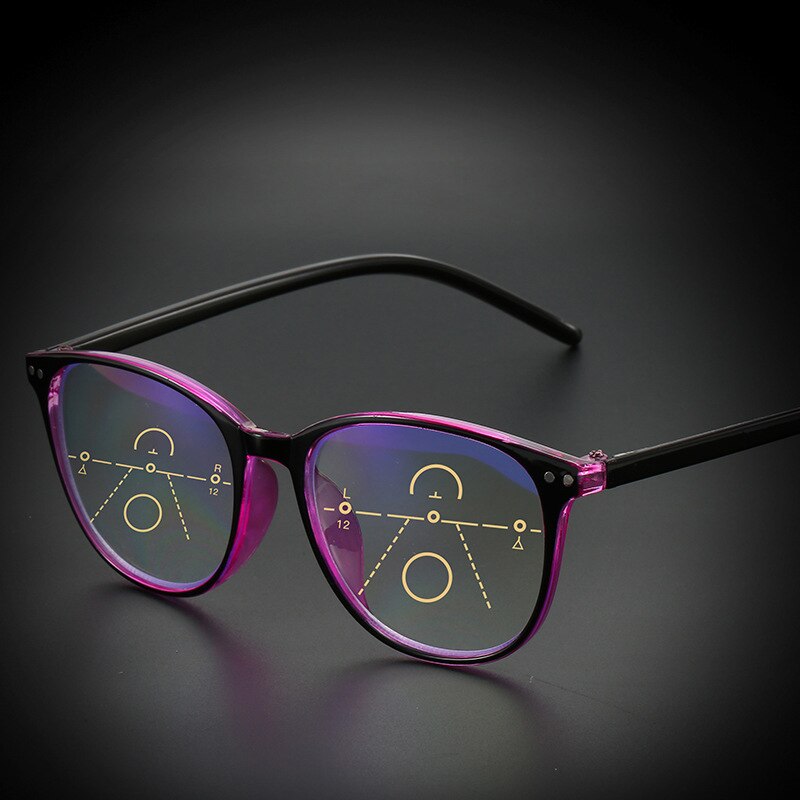 Anti-blue Light Progressive Multifocal Reading Glasses Women&Men Classic Oversize Frame Presbyopic Glasses With +1.0to+4.0