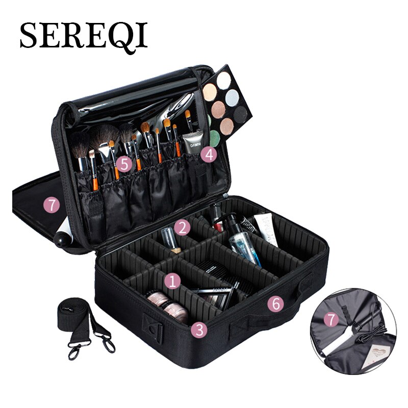 SEREQI Travel Makeup Organizer Make Up Box Cosmetics Pouch Bags Cosmetic Bag Beauty Case For Women
