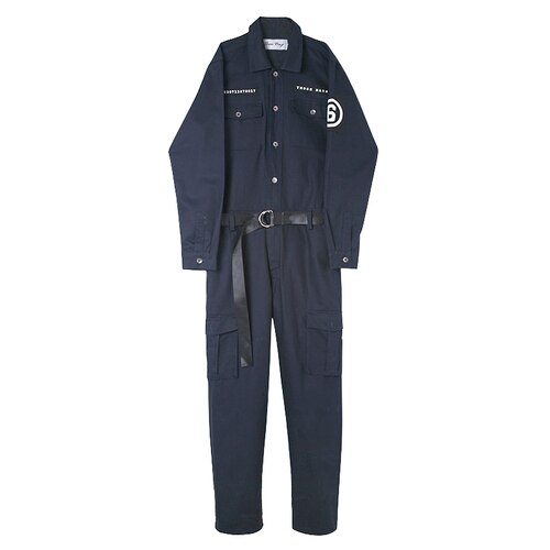 automne angleterre style unique décolleté cravate barboteuse pantalon hommes décontracté lâche barboteuses pantalons pour hommes scène Hiphop costumes: Navy / L