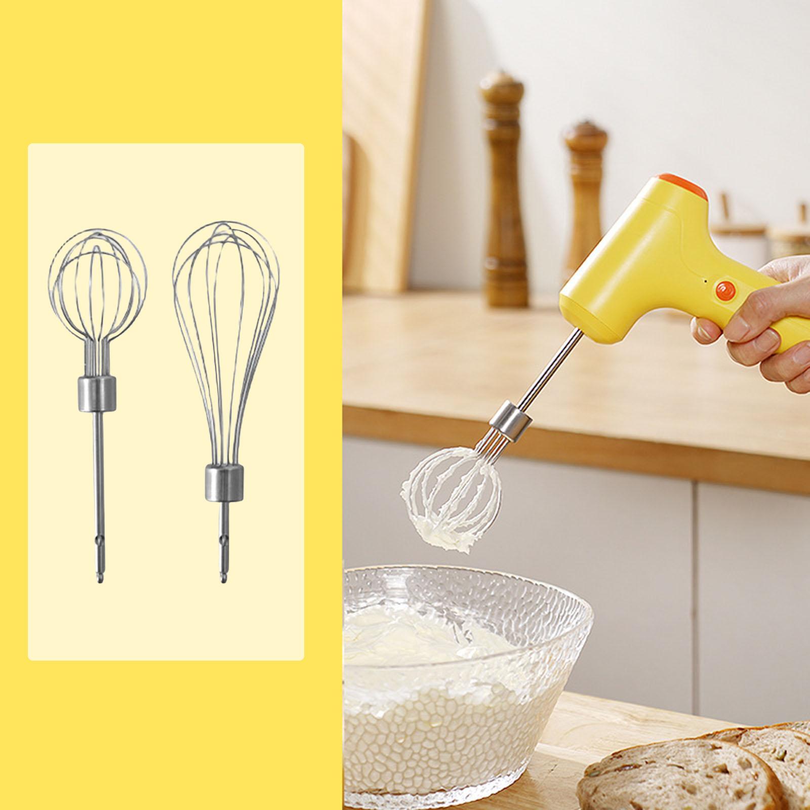 Wireless Portable Electric Food Mixer Hand Blender High Power Dough Blender Egg Beater Hand Mixer: Yellow 2 Rods