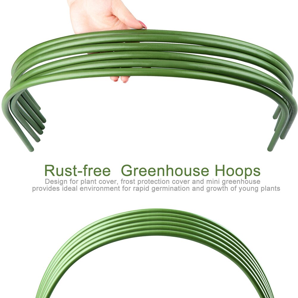 Greenhouse Hoops Garden Plant Hoop 4ft Long with Plastic Coated Rust-Free Grow Tunnel Hoops for Garden Stakes Fabric