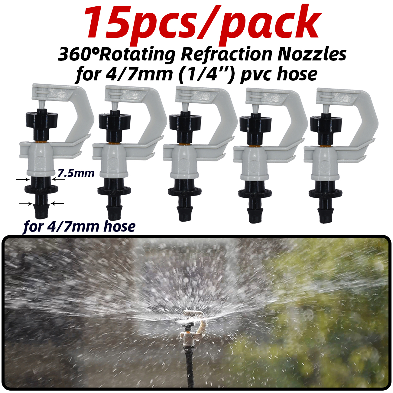 Ugelli regolabili per nebulizzazione di serra con connettore da 1/4 '' per kit sistema di irrigazione da giardino per irrigazione a goccia bonsai di fiori