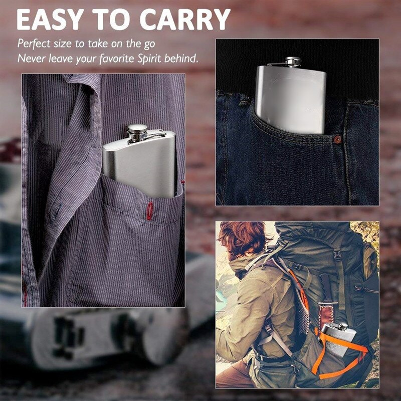 Hip Flask Stainless Steel Pocket Flask 7/8/9 Oz Drink Holder Whiskey Vodka Rum Liquor Home Decor