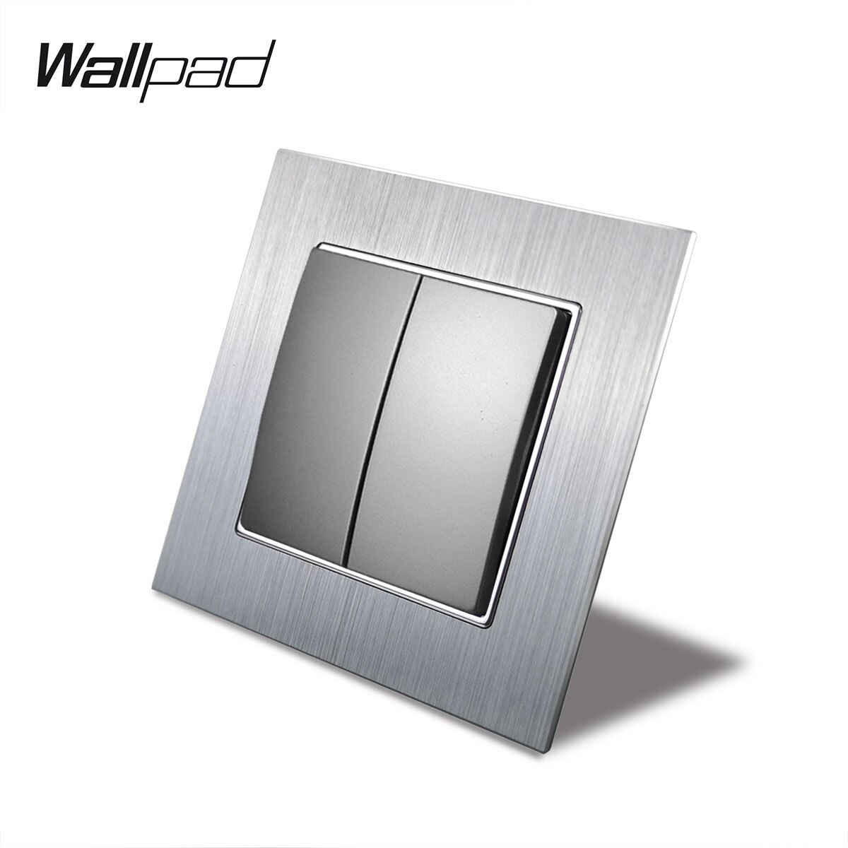 Silver Double EU Socket for EU Box Wallpad 156*86mm 110V-240V Satin Metal Panel Wall 16A Power Electrical Sockets: 2 Gang 1 Way