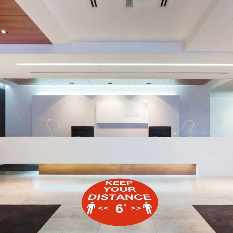 5Pcs/Set Anti-slip Self Adhesive Social Distancing Floor Decals Ground Health Safety Sign Waterproof Sticker