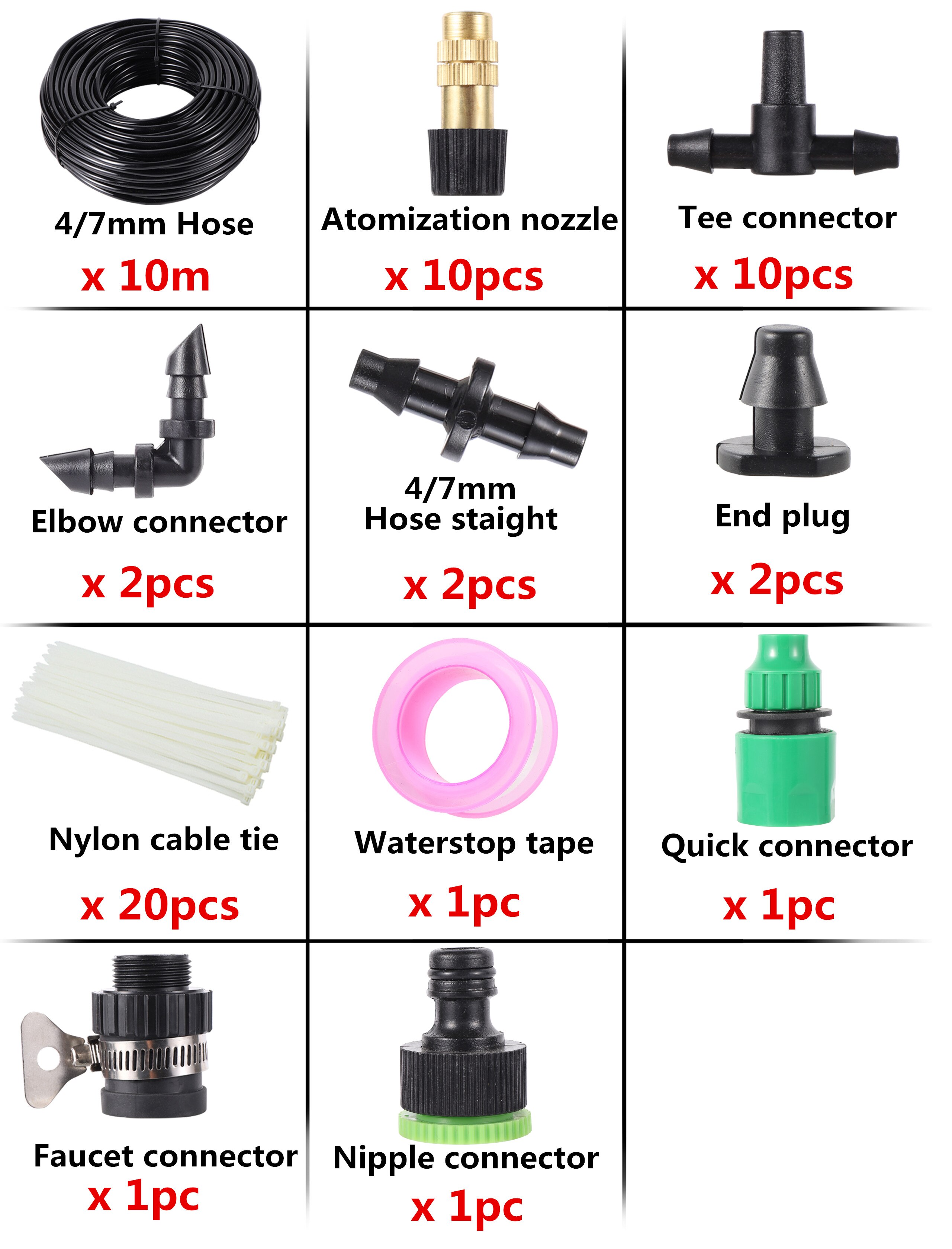 10/15/20/30/40m 1/4" Blank Distribution Garden Irrigation System Garden Greenhouse Flower Lawn Automatic Irrigation Equipment: 10m kit