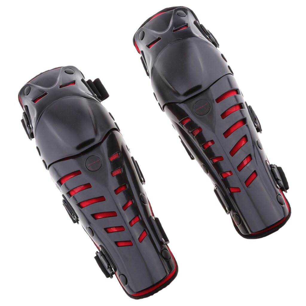 1 Pair Of Adults Knee Shin Armor Protect Guard Pads Accessories With Cement Hook For Motorcycle Motocross Racing Red
