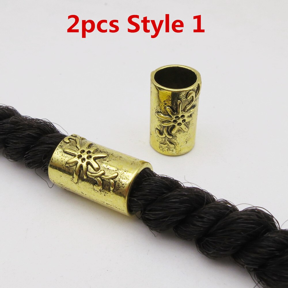 2 stk forskjellige 10 stiler viking hår flette Grue seg skjegg dreadlock perler ringetone rør til hårtilbehør: 2 stk stil 1