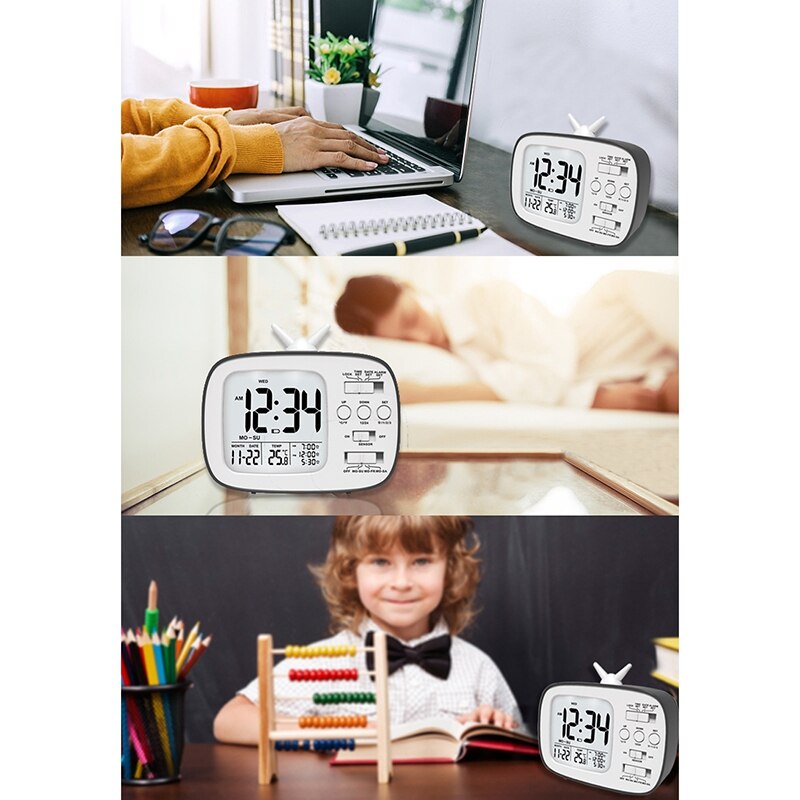 Digital Clock Retro TV Shape Alarm Clock Children Student Bedside Alarm Clock Display Digital Alarm Clock