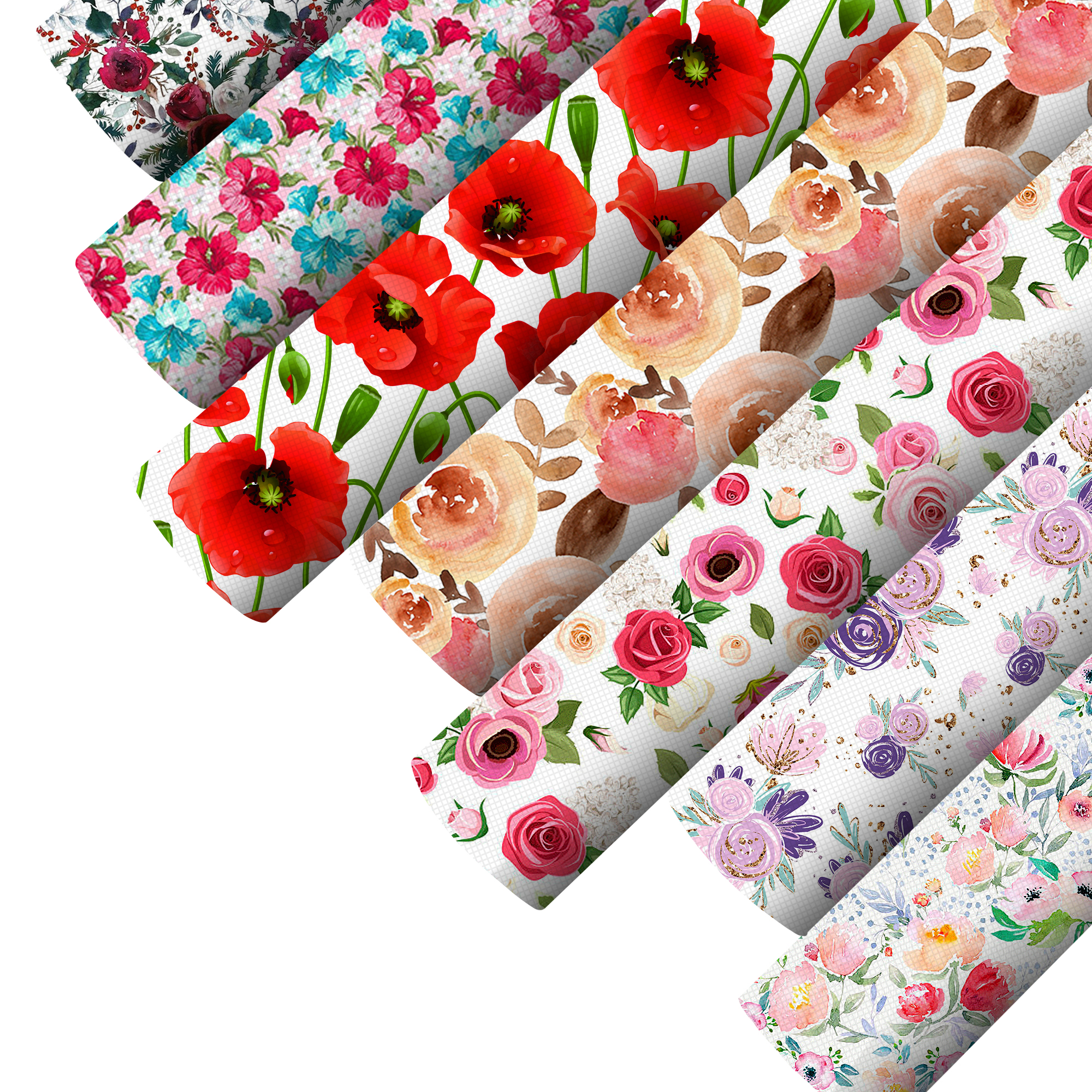 Glatte Textur Faux Kunstleder Blatt Blumen- drucken Synthetische Leder Stoff Für Bogen Handwerk DIY handgefertigt Material,1Yc20883
