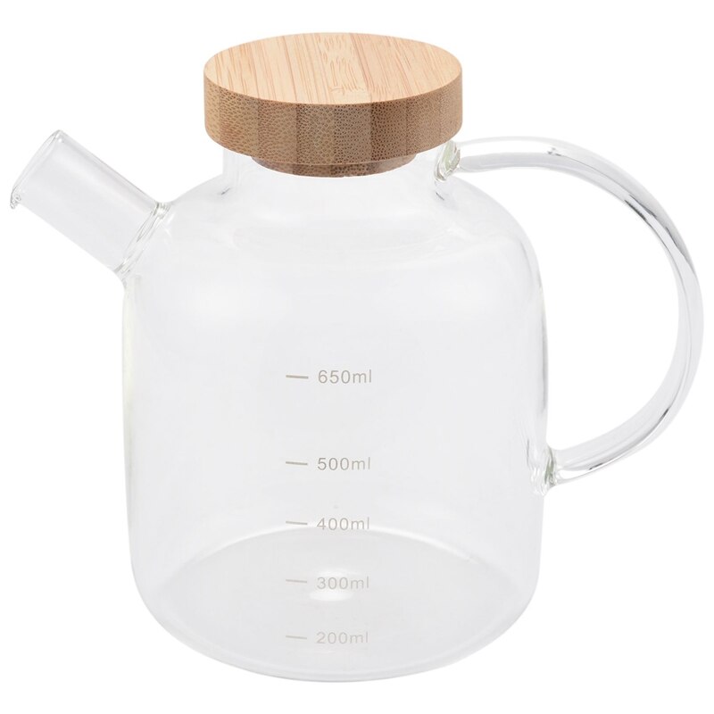 LBER 650Ml Olive Oil Dispenser Bottle Horn Mouth Oil Pot Condiment Oil Glass Bottle Anti-Leak Oil Bottle Vinegar Soy Sauce Bottl