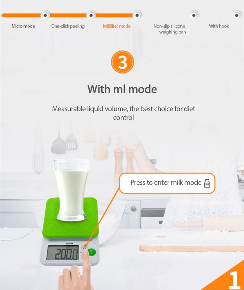 TANITA 2 Kg Precision Digital Scale LED Portable Electronic Kitchen Scales Food Balance Measuring Weight Scale