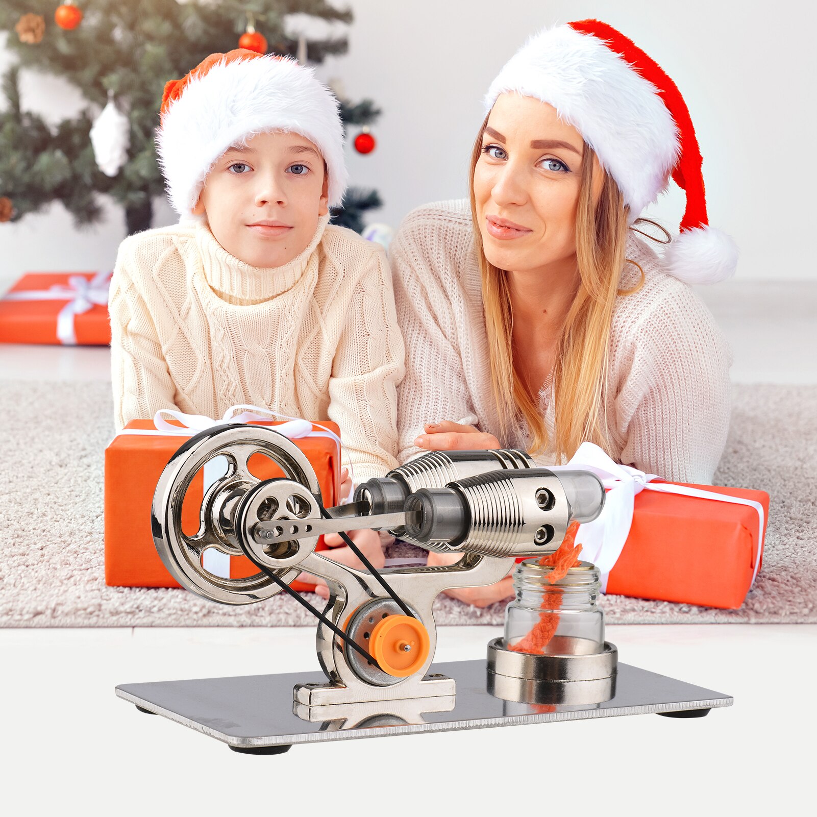 Stirling Kit motore generatore di elettricità modello di cilindro per auto ad aria calda modello di generatore fisico con volano Design scienza