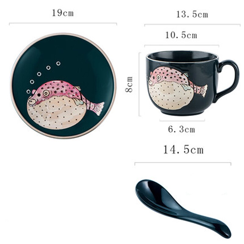 Taza y plato para desayuno de avena, juego de microondas de cerámica para el hogar, tazón de cereales y leche de gran capacidad: Morado