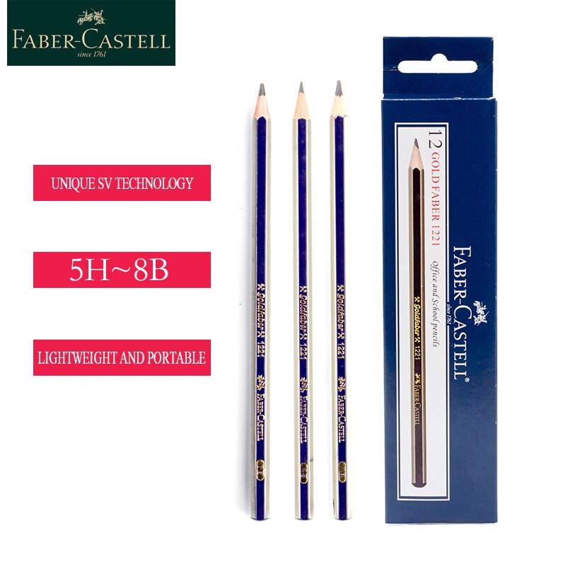 Faber Castell 12pcs Wood Sketch and Drawing Pencil Set 5H 4H 3H 2H H HB B 2B 3B 4B 5B 6B 7B 8B Art Supply 1221