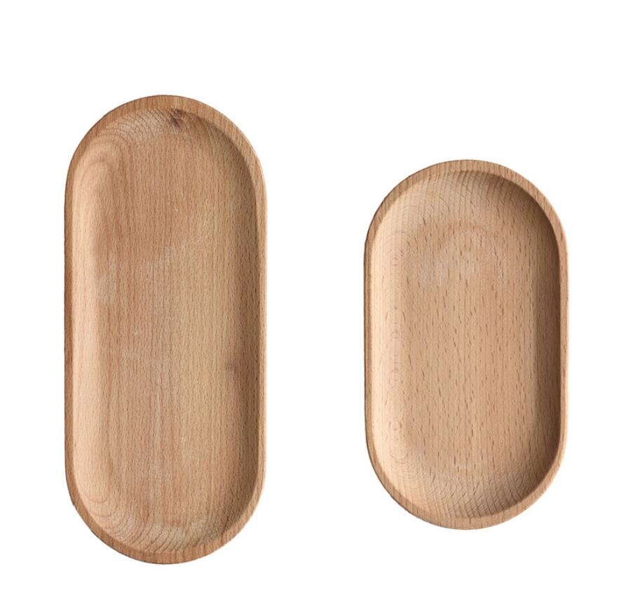 Naturlig levende massiv oval bøgetræ bakke fad ost sushi snack frugt buffet tallerkener børneservice dekorativ sidetallerken