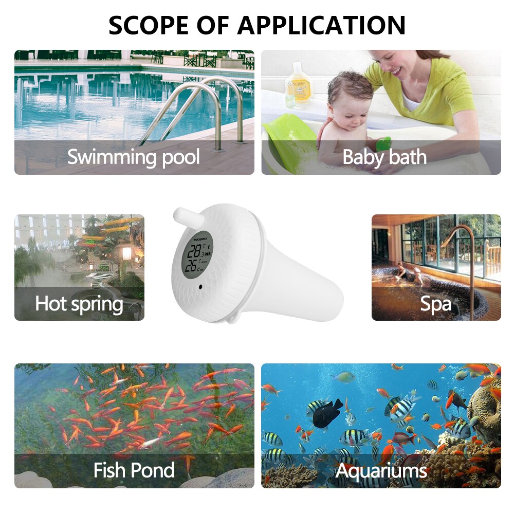 Inkbird Wireless Indoor Outdoor Floating Pool Thermometer IBS-P01B for Swimming Pool, Bath Water, Spas, Aquariums & Fish Ponds