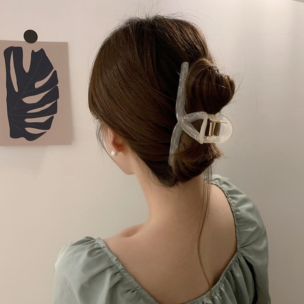 Haar Clip Acryl Haar Klauw Jelly Kleur Grote Transparante Paardenstaart Haarspeld Effen Kleur Haar Accessoires Geometrie Haar Krab
